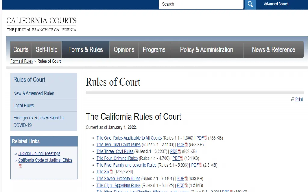 A screenshot of California Rules of Courts with various statutes on who can file charges against someone such as felonies and misdemeanors. 