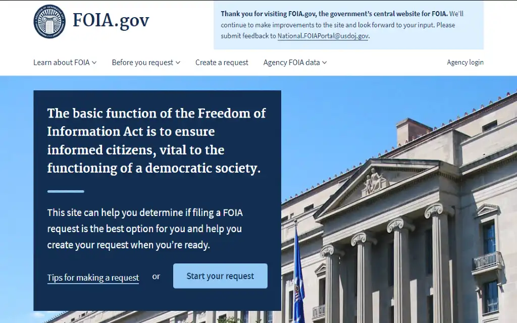 The FOIA website showing that federal records can be accessed or requested and many state laws also have their own form of freedom of information act known as lemon laws which makes some personal information free to access. 