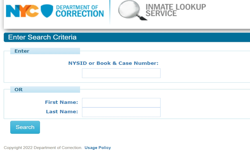 New York's city jail inmate search tool to find people in police custody of the local police department. 