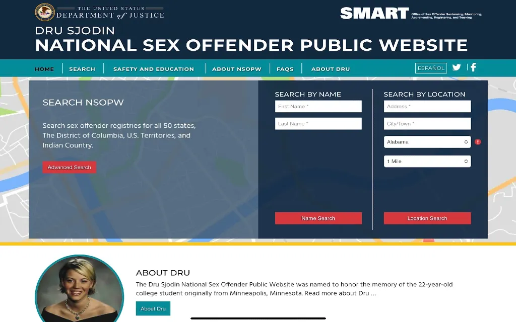 The National Sex Offender website where someone can see who lives at a home if they're a sexual predator or sex offender. 