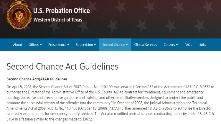 The U.S. Probation Office of the Western District of Texas showing that it's allows for successful reentry of offenders into the community. 