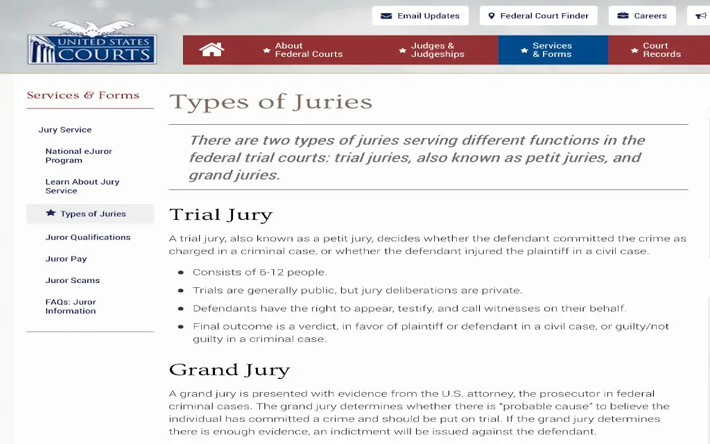 The US Courts site showing that grand juries are responsible for presenting evidence and dictates if there's probable cause in order indict or charge a person. 