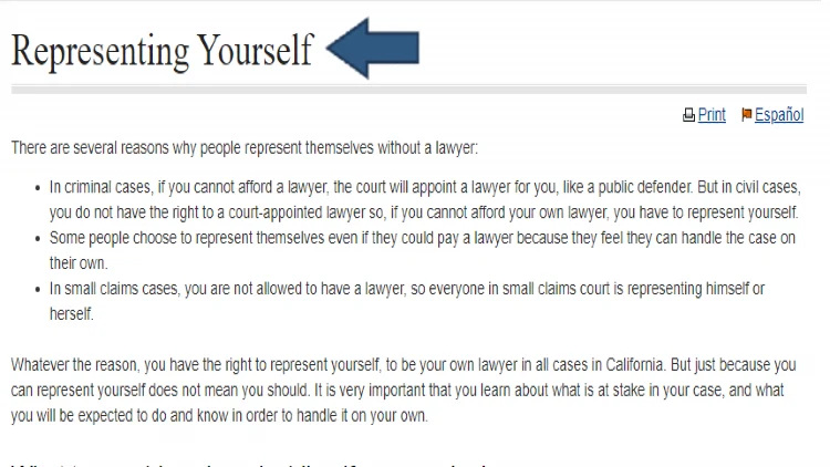 A screenshot depicts that individuals can represent themselves without a lawyer for criminal cases if they feel competent even though just because they can, doesn't mean they should. 