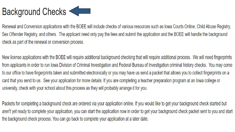 The Board of Education Examiners site showing that background checks check court records, the child abuse registry, sex offender registry and more to verify if someone is fit to be an teacher or educator. 