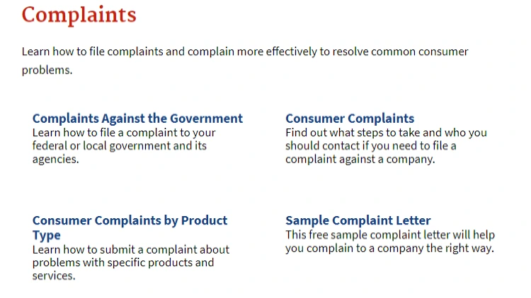A screenshot of the Equal Employment Opportunity Commission where consumers can submit complaints against potential employers and the government. 