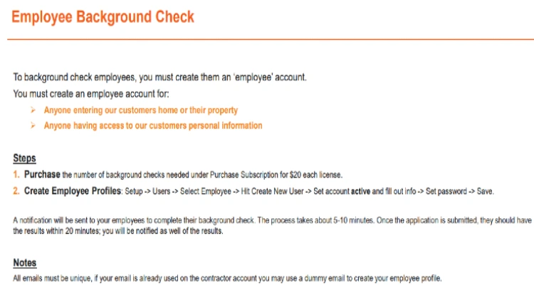A screenshot showing that potential employees must create an account to complete the "employee" background check process at Home Depot. 