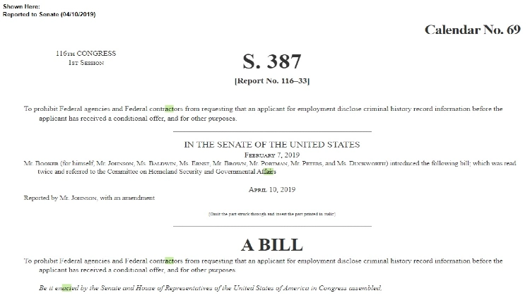 A screenshot of the congress.gov website showing the 16th Congress Senate Bill S.387 page